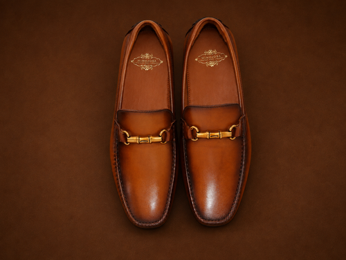 Top view of Hinojosa Horsebit Golf Loafer in cognac leather